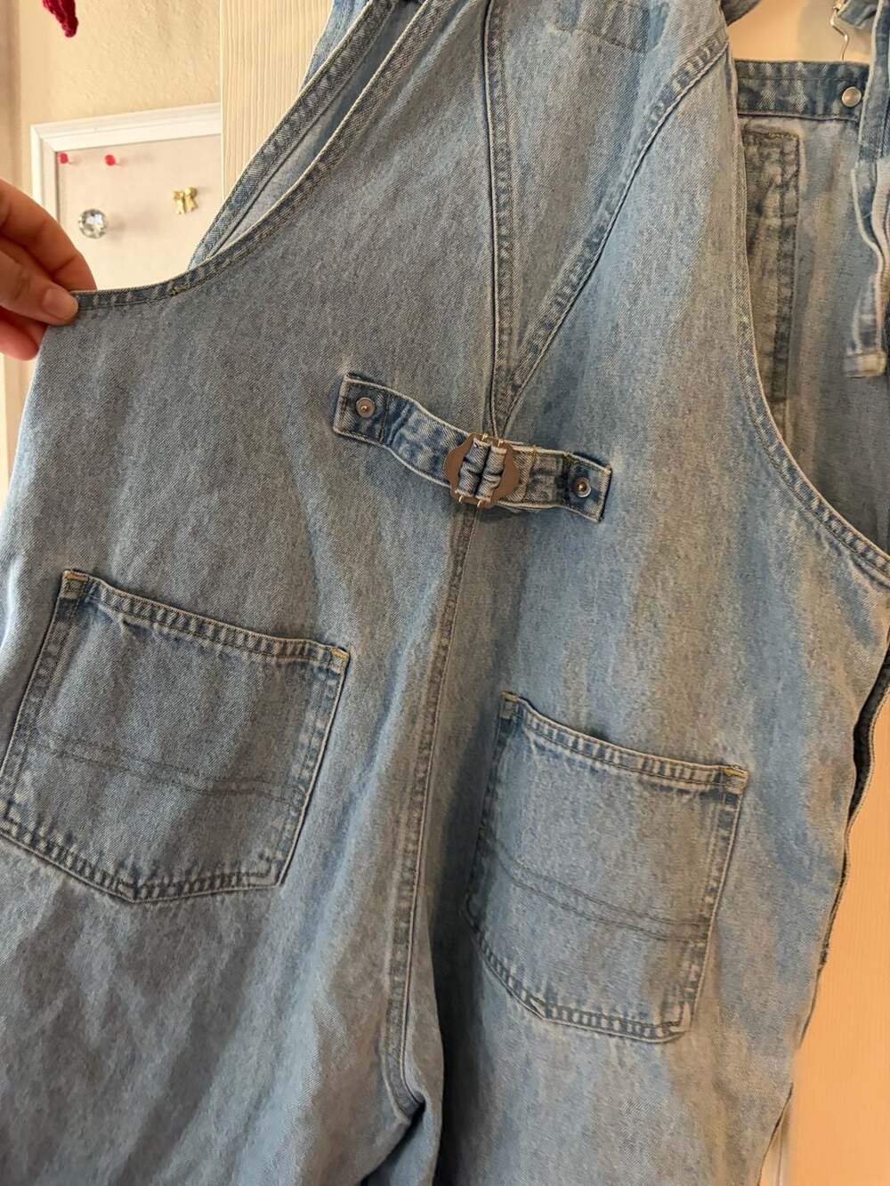 Just Blu Light Wash Denim Short Overalls with Zipper Pocket Size M - Picture 5 of 5